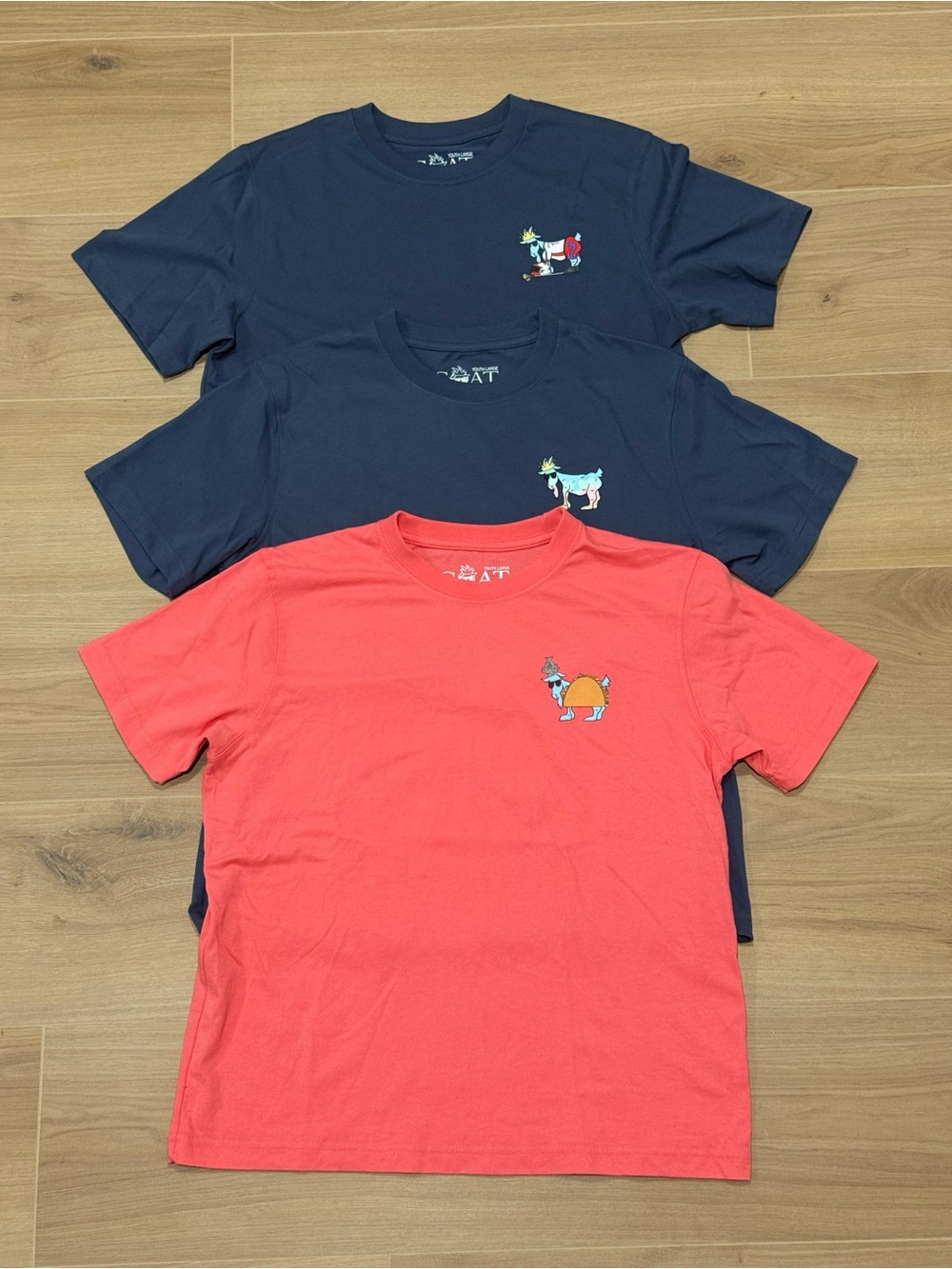 Kids Short Sleeve Graphic Tee - Coral & Navy by GOAT